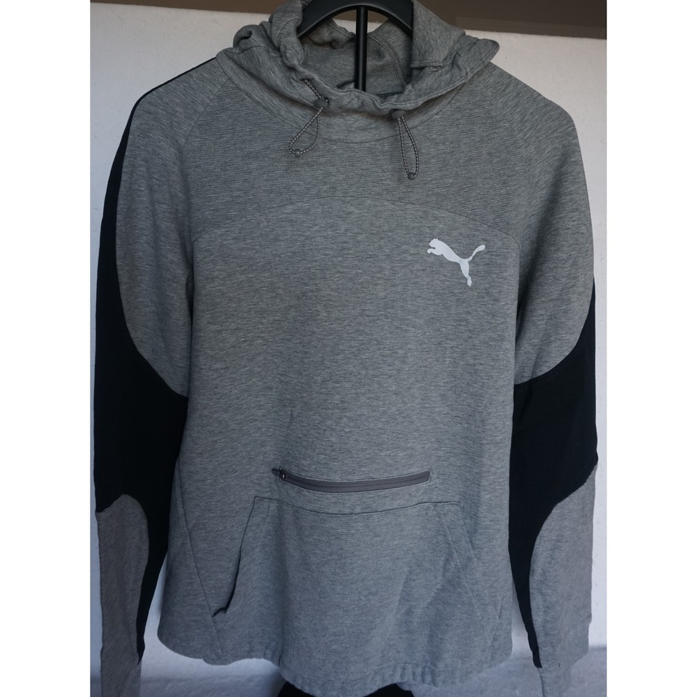 Puma Mens dryCELL Grey Black Colorblock Performance Hoodie Sweatshirt XL